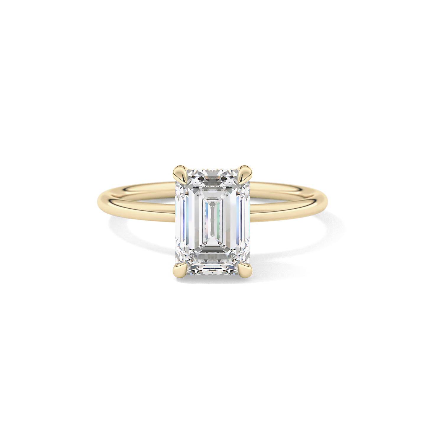 Emerald Hidden Halo Lab Grown Diamond  Engagement Ring