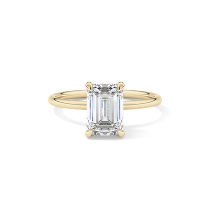 Emerald Hidden Halo Lab Grown Diamond  Engagement Ring