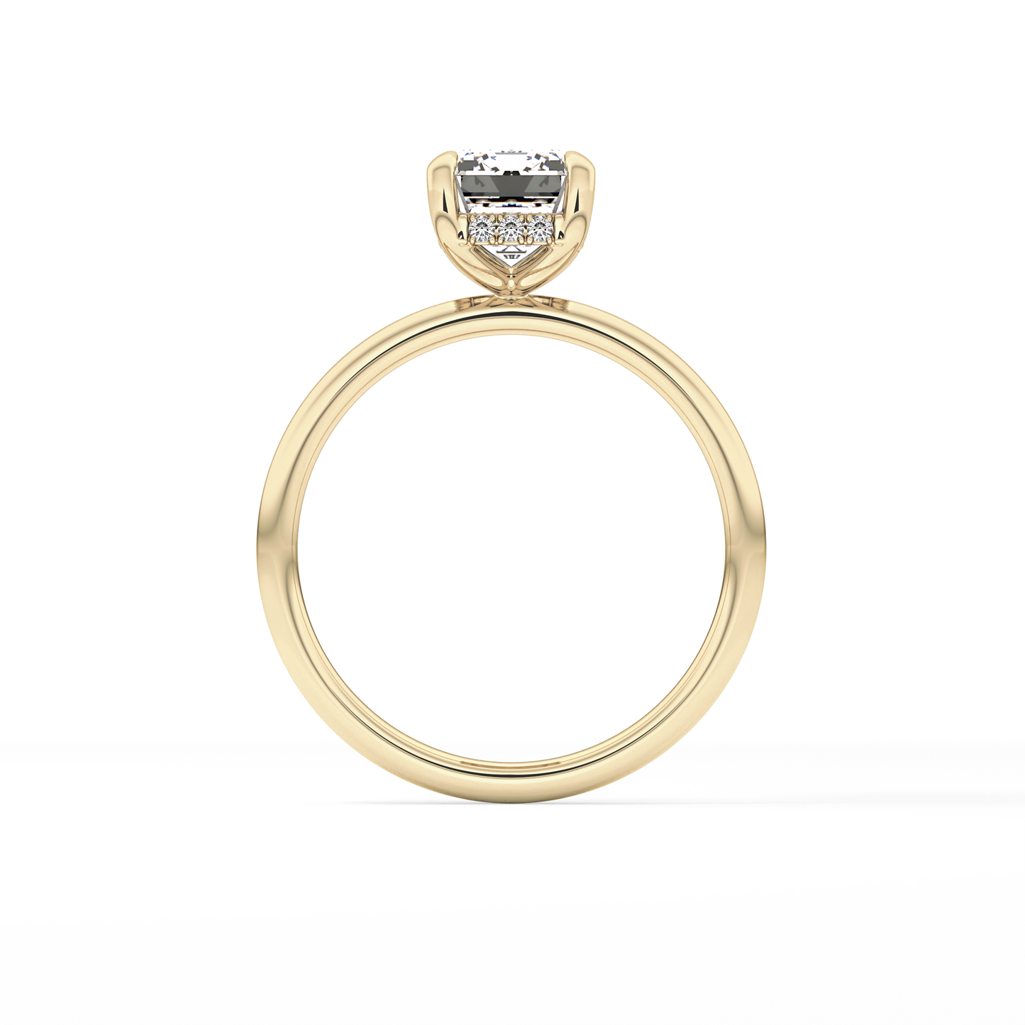 Emerald Hidden Halo Lab Grown Diamond  Engagement Ring