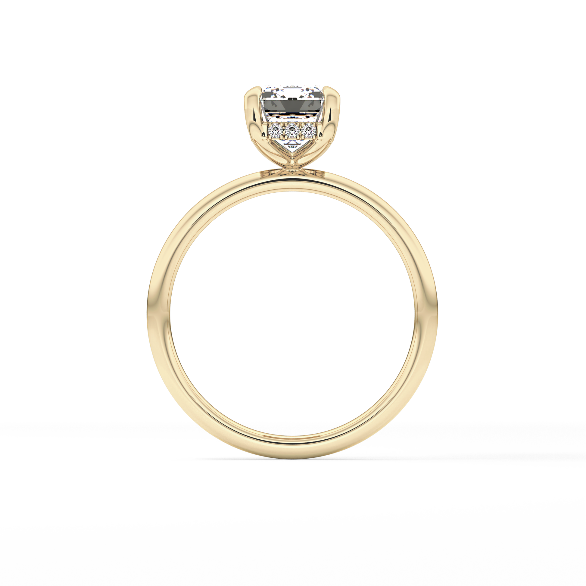 Emerald Hidden Halo Lab Grown Diamond  Engagement Ring
