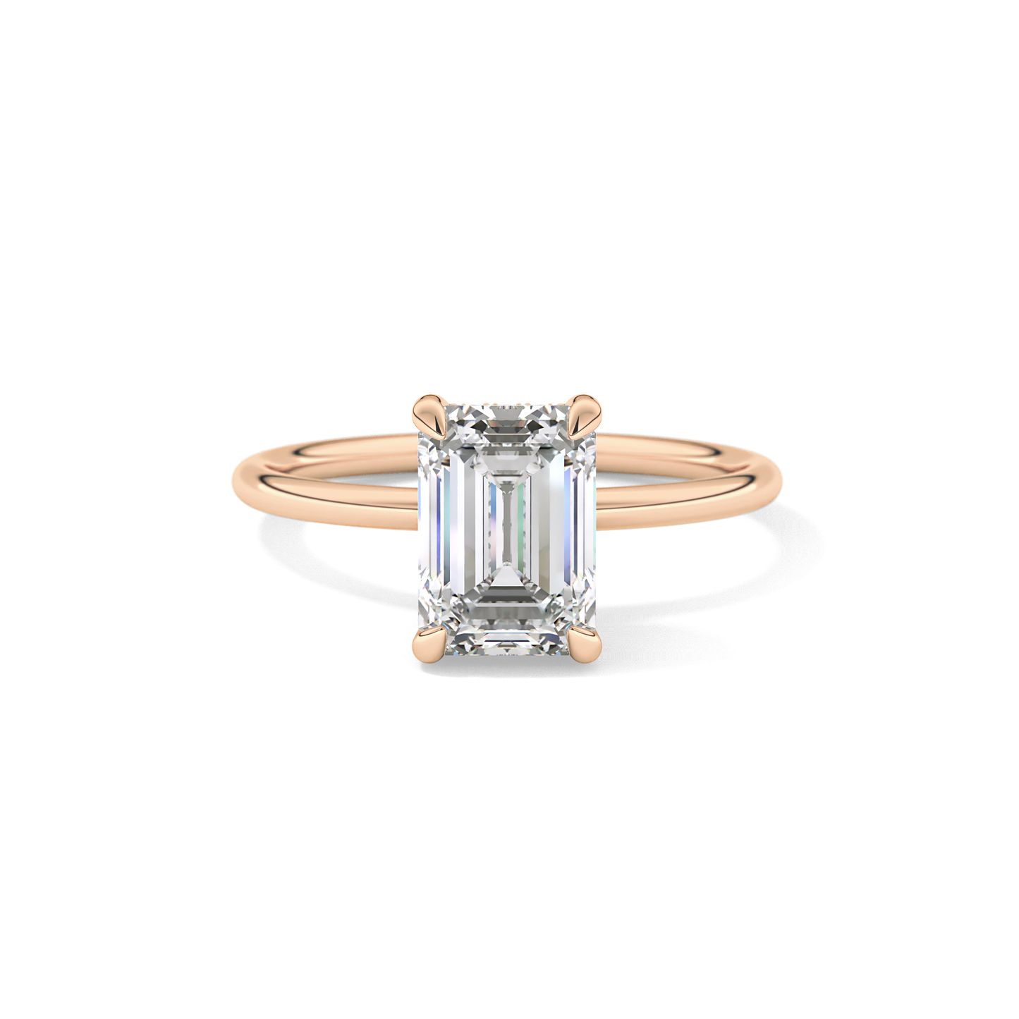 Emerald Hidden Halo Lab Grown Diamond  Engagement Ring