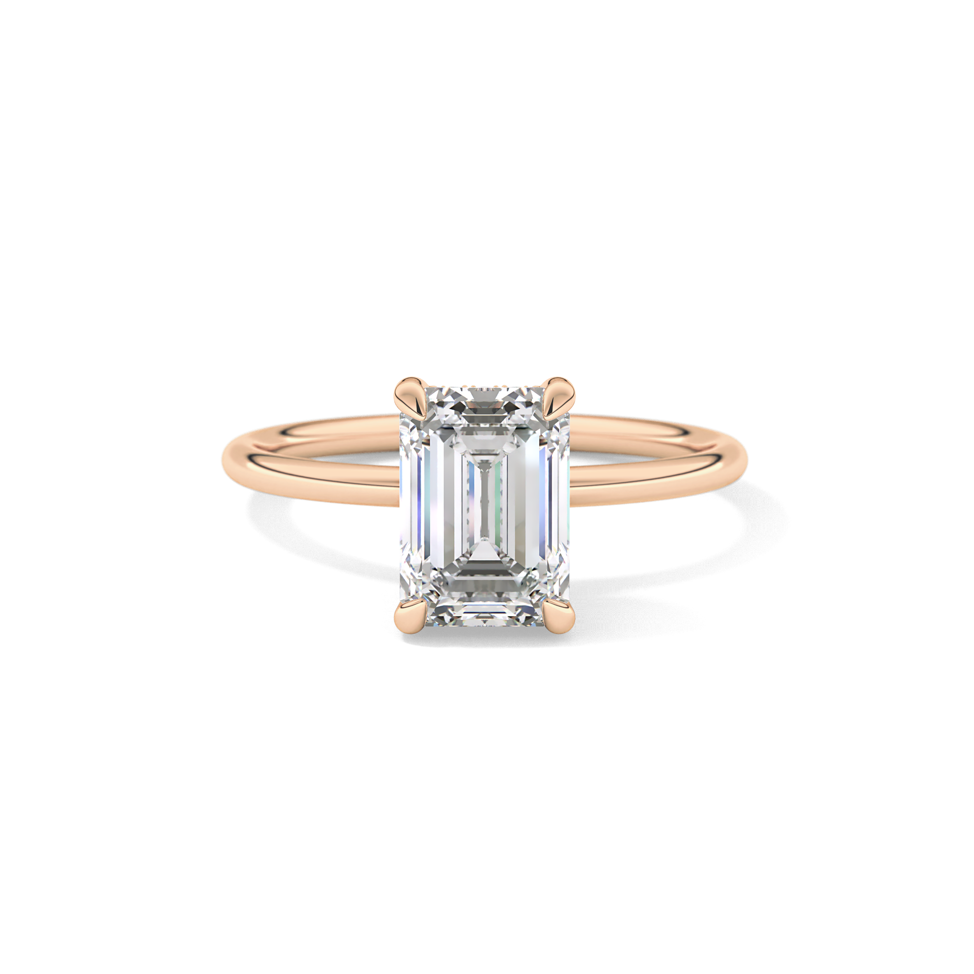 Emerald Hidden Halo Lab Grown Diamond  Engagement Ring