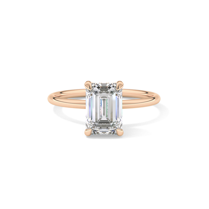 Emerald Hidden Halo Lab Grown Diamond  Engagement Ring