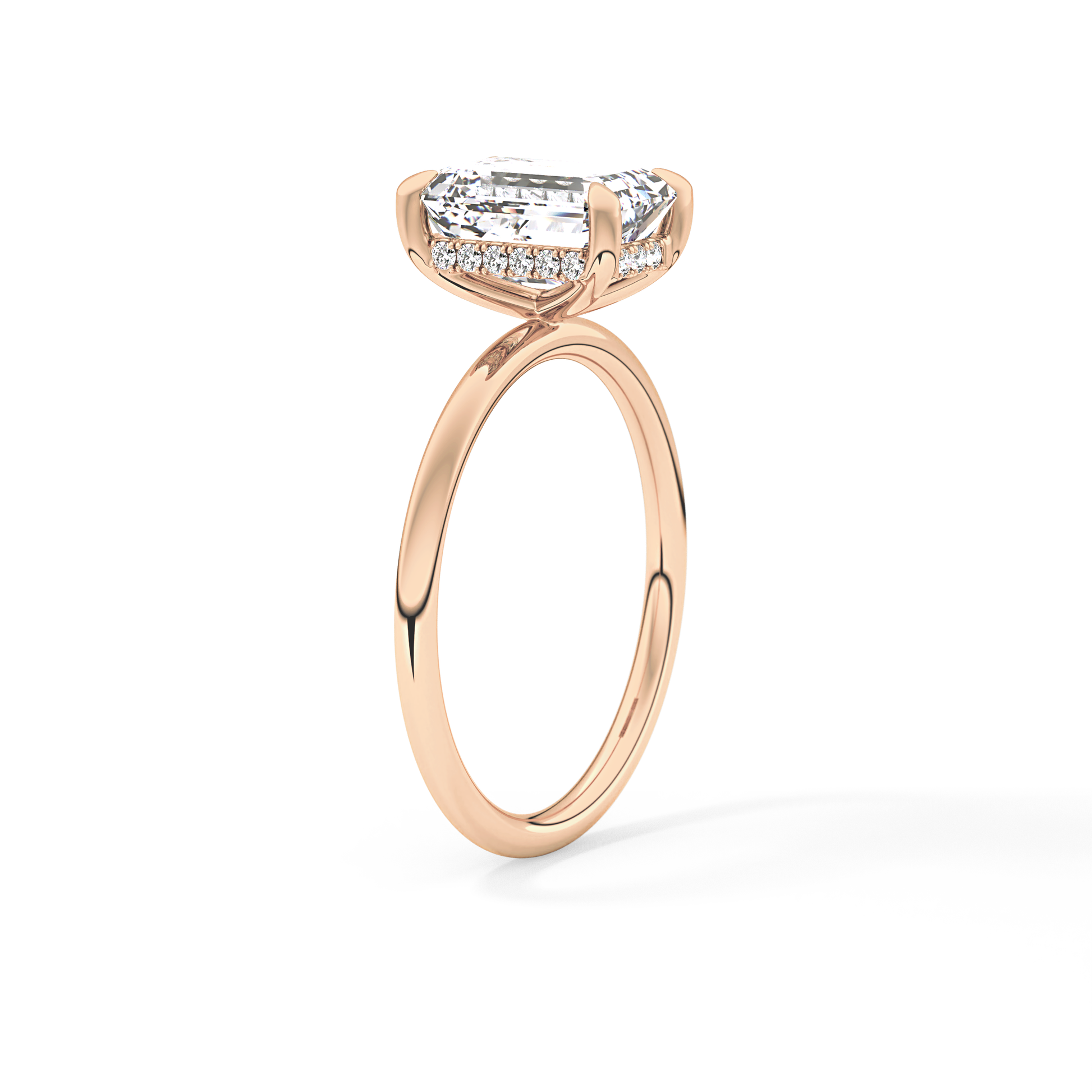 Emerald Hidden Halo Lab Grown Diamond  Engagement Ring