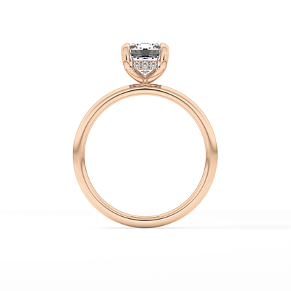 Emerald Hidden Halo Lab Grown Diamond  Engagement Ring