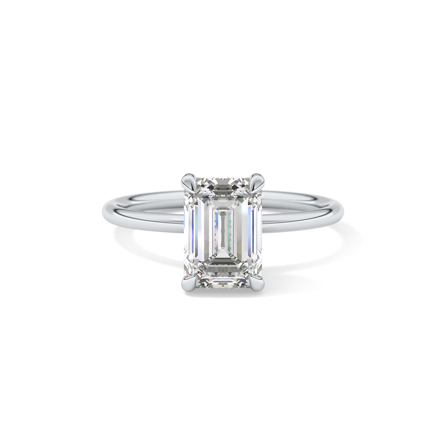 Emerald Hidden Halo Lab Grown Diamond  Engagement Ring