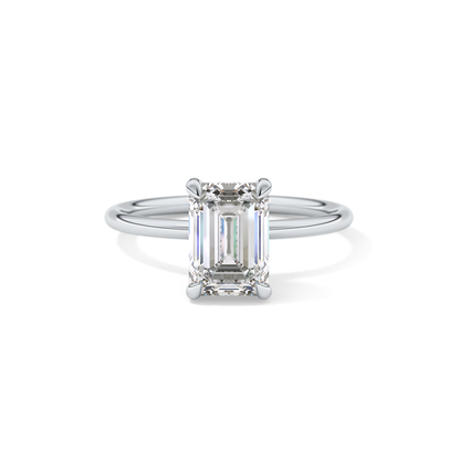 Emerald Hidden Halo Lab Grown Diamond  Engagement Ring