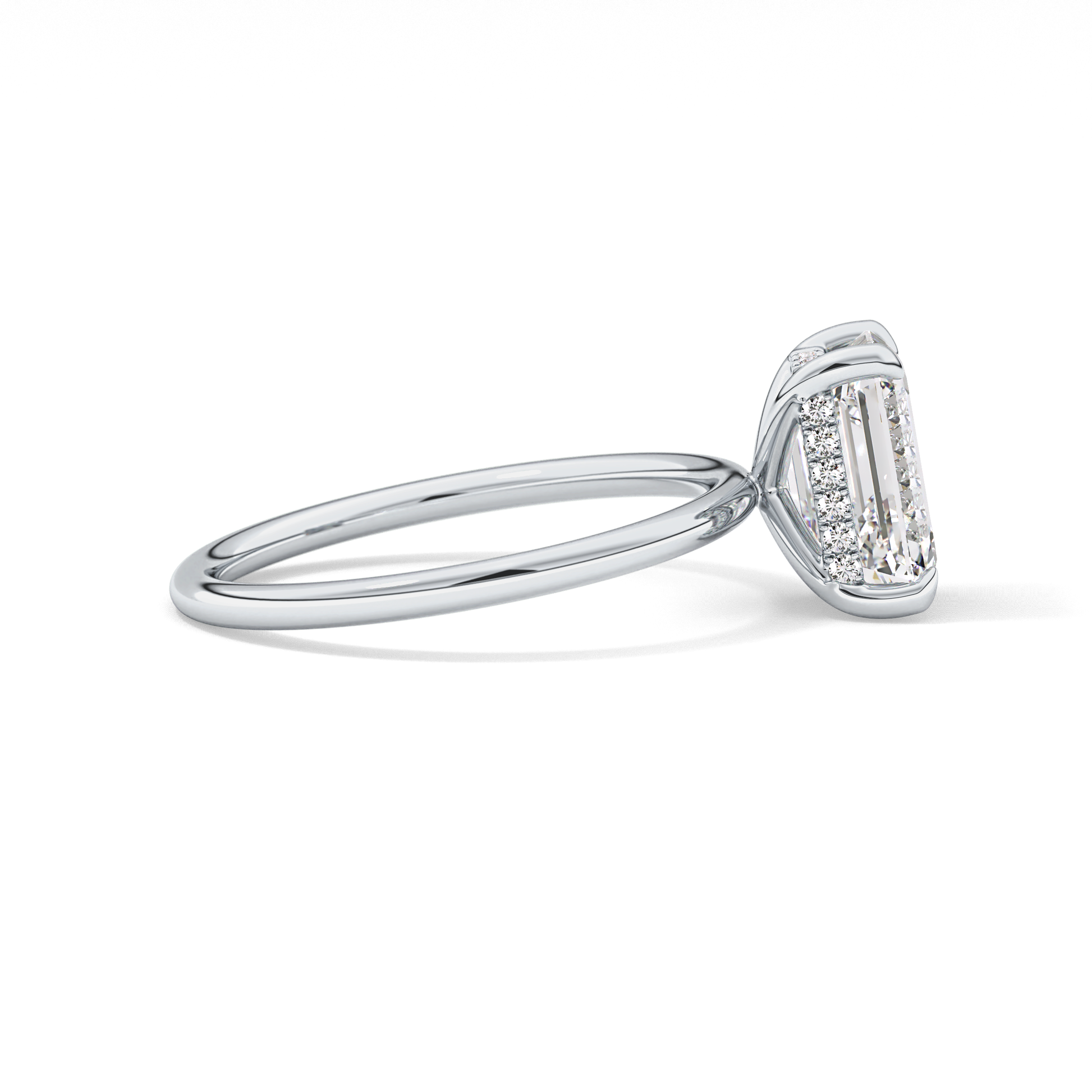 Emerald Hidden Halo Lab Grown Diamond  Engagement Ring
