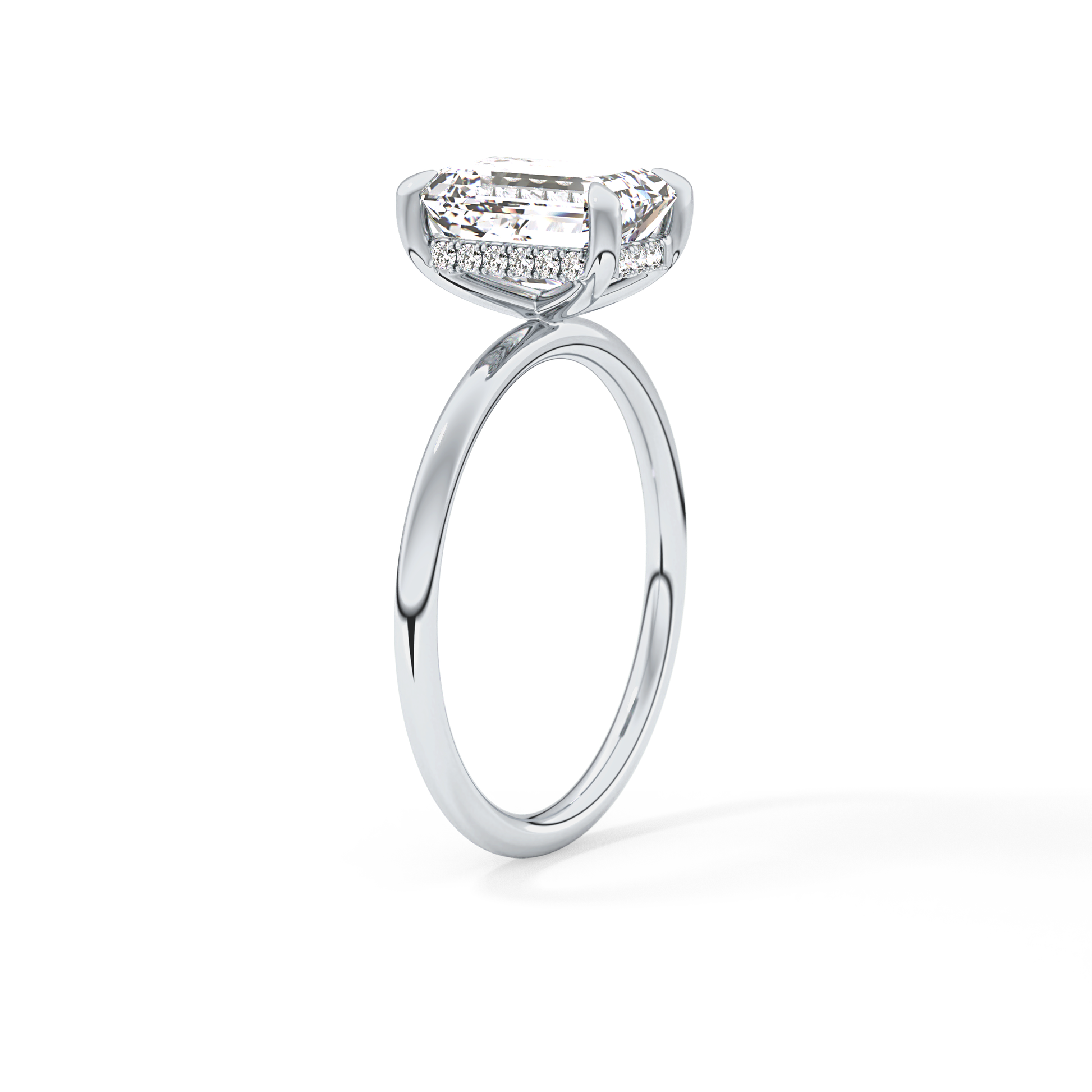 Emerald Hidden Halo Lab Grown Diamond  Engagement Ring
