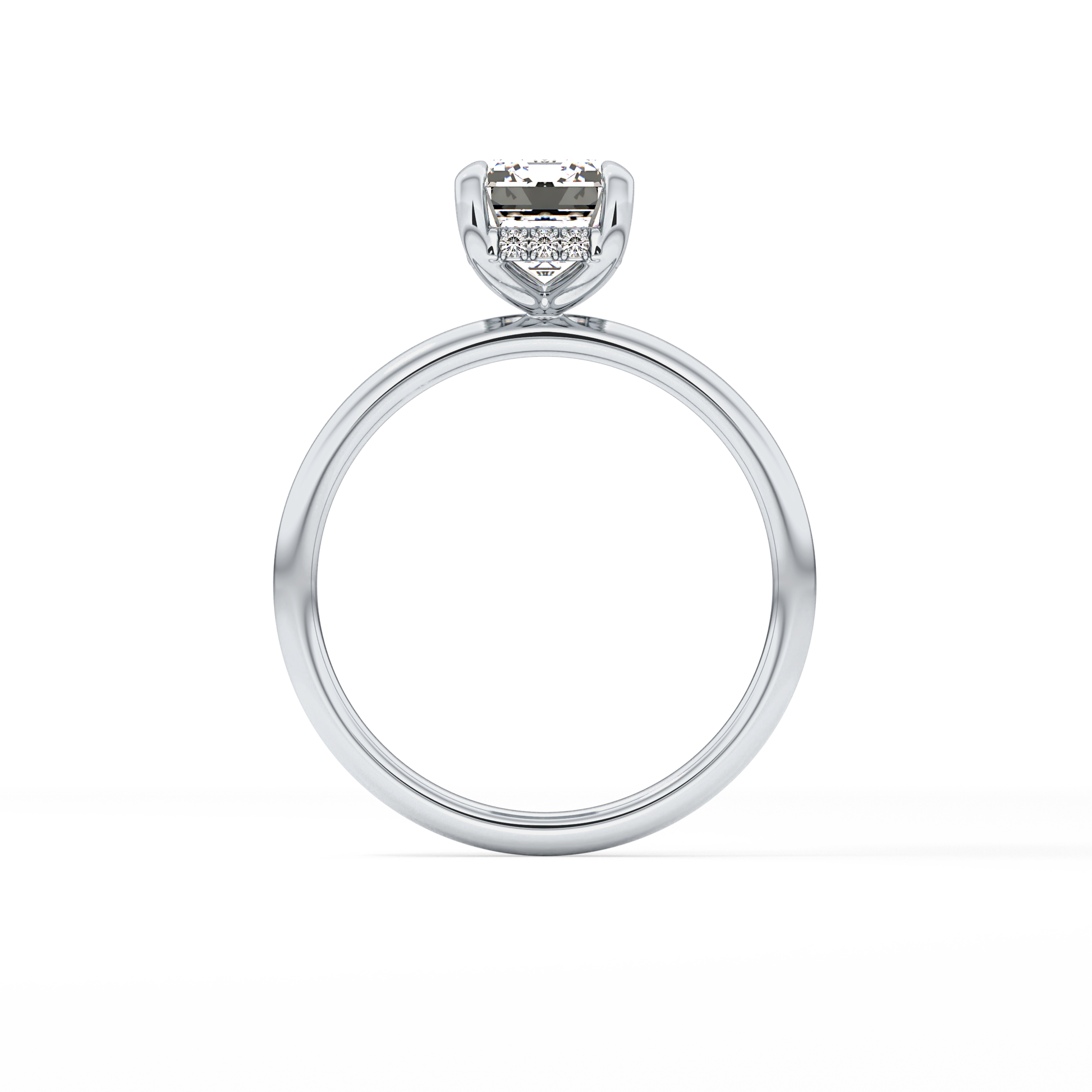 Emerald Hidden Halo Lab Grown Diamond  Engagement Ring