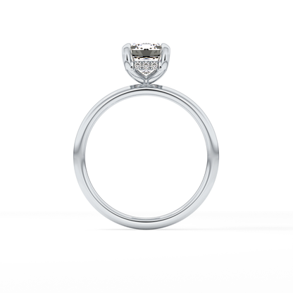 Emerald Hidden Halo Lab Grown Diamond  Engagement Ring