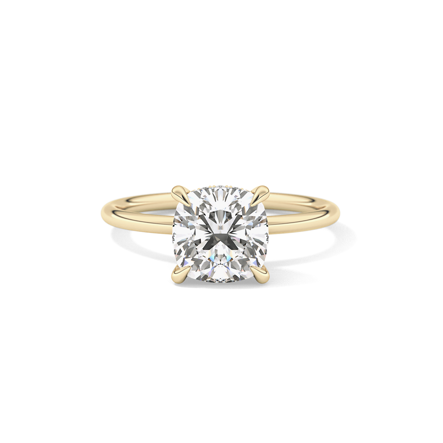 Cushion Hidden Halo Lab Grown Diamond Engagement Ring
