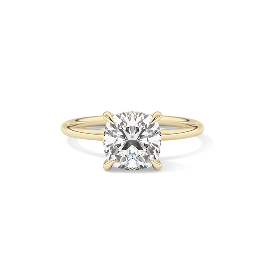 Cushion Hidden Halo Lab Grown Diamond Engagement Ring