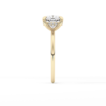 Cushion Hidden Halo Lab Grown Diamond Engagement Ring