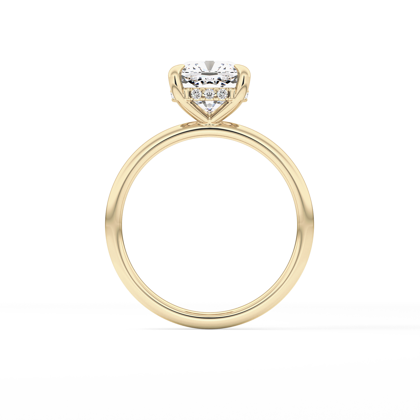 Cushion Hidden Halo Lab Grown Diamond Engagement Ring