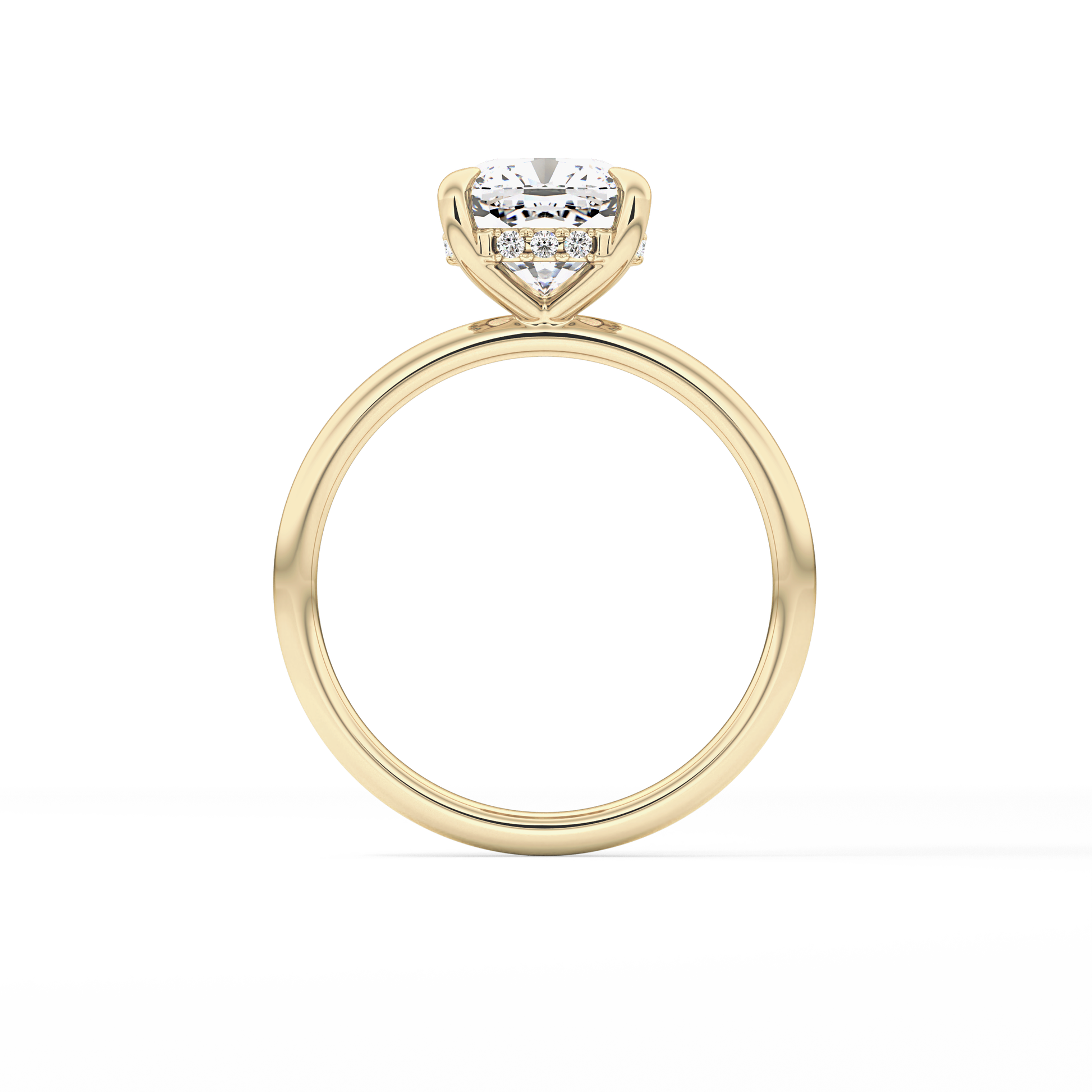 Cushion Hidden Halo Lab Grown Diamond Engagement Ring