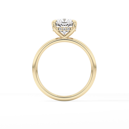 Cushion Hidden Halo Lab Grown Diamond Engagement Ring