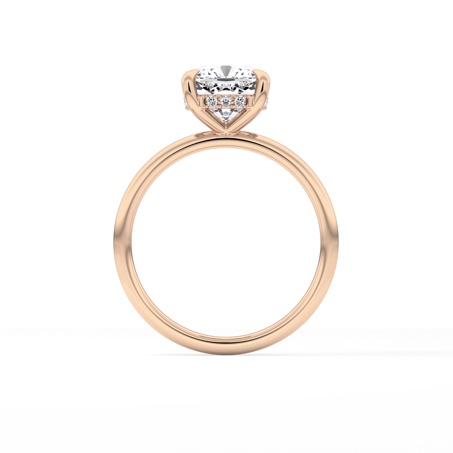 Cushion Hidden Halo Lab Grown Diamond Engagement Ring