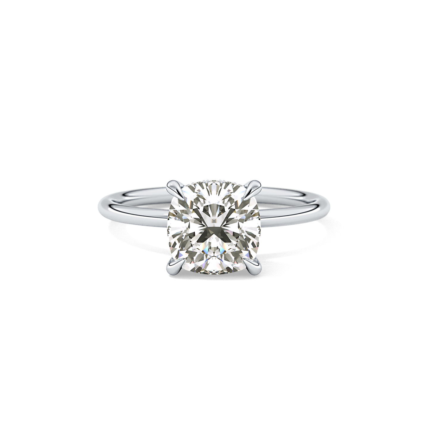 Cushion Hidden Halo Lab Grown Diamond Engagement Ring