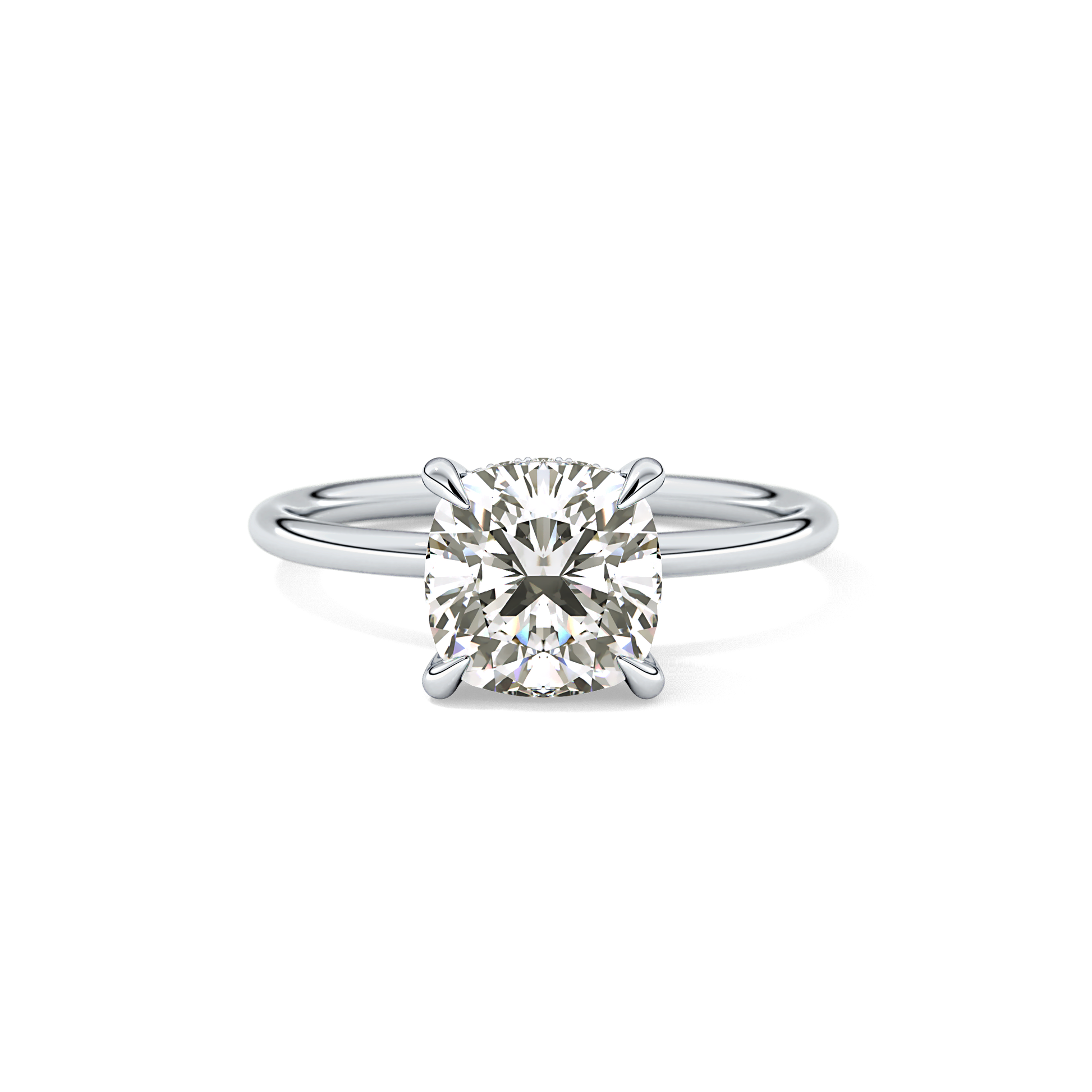 Cushion Hidden Halo Lab Grown Diamond Engagement Ring