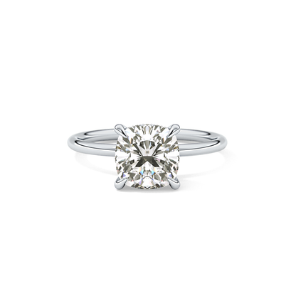 Cushion Hidden Halo Lab Grown Diamond Engagement Ring