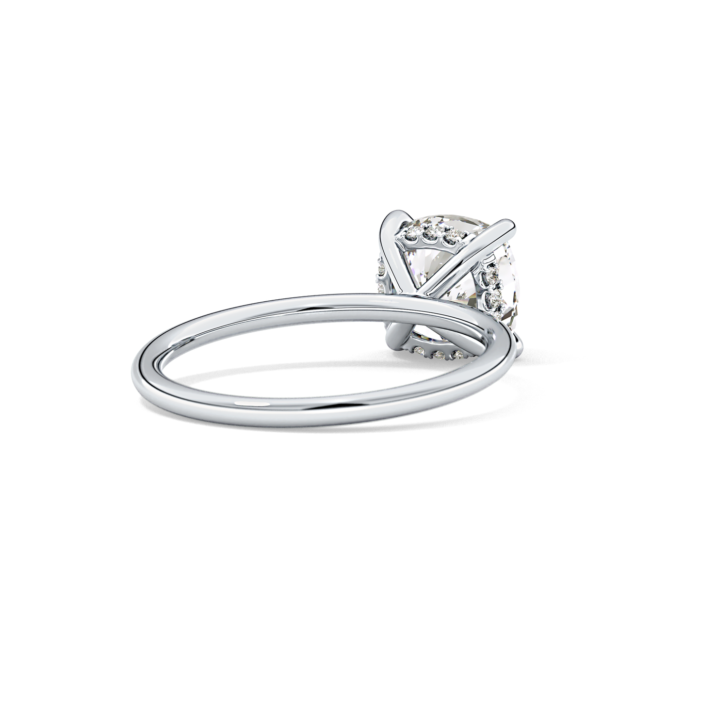 Cushion Hidden Halo Lab Grown Diamond Engagement Ring