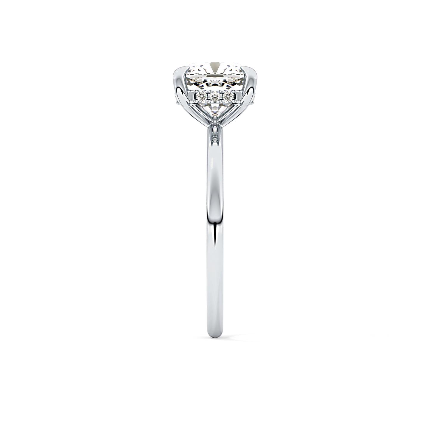 Cushion Hidden Halo Lab Grown Diamond Engagement Ring