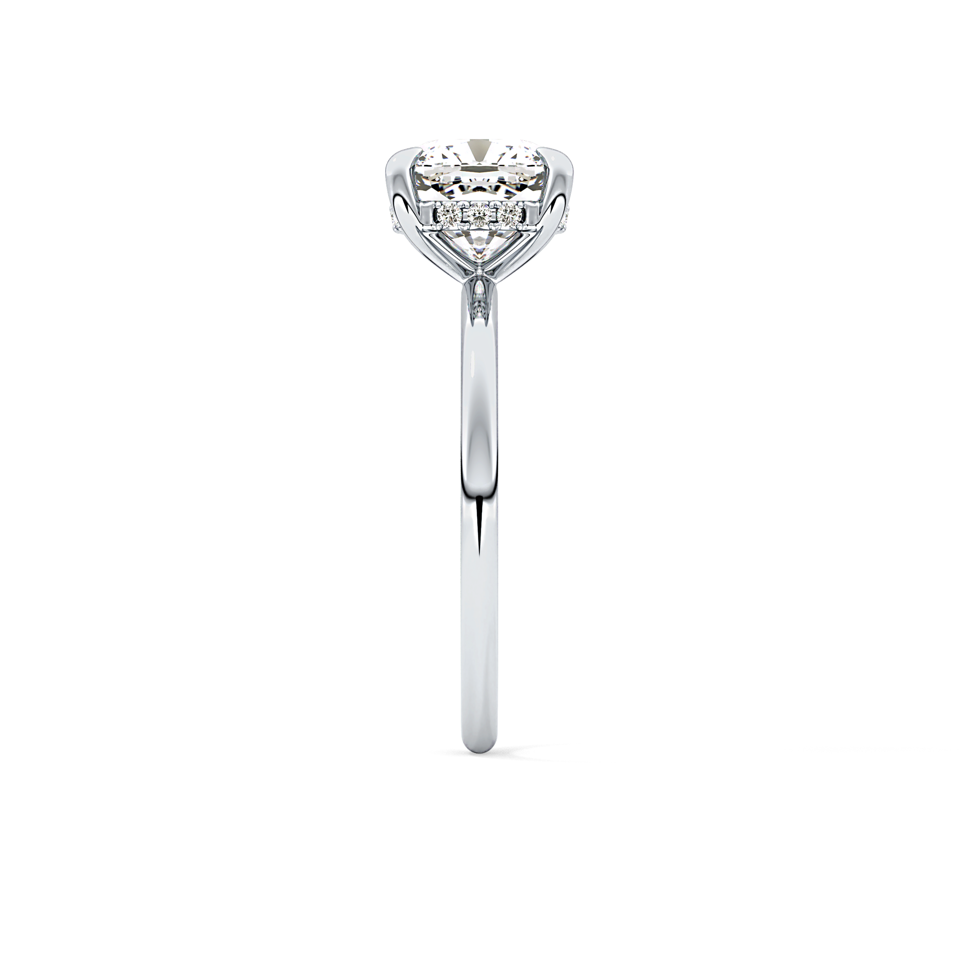 Cushion Hidden Halo Lab Grown Diamond Engagement Ring