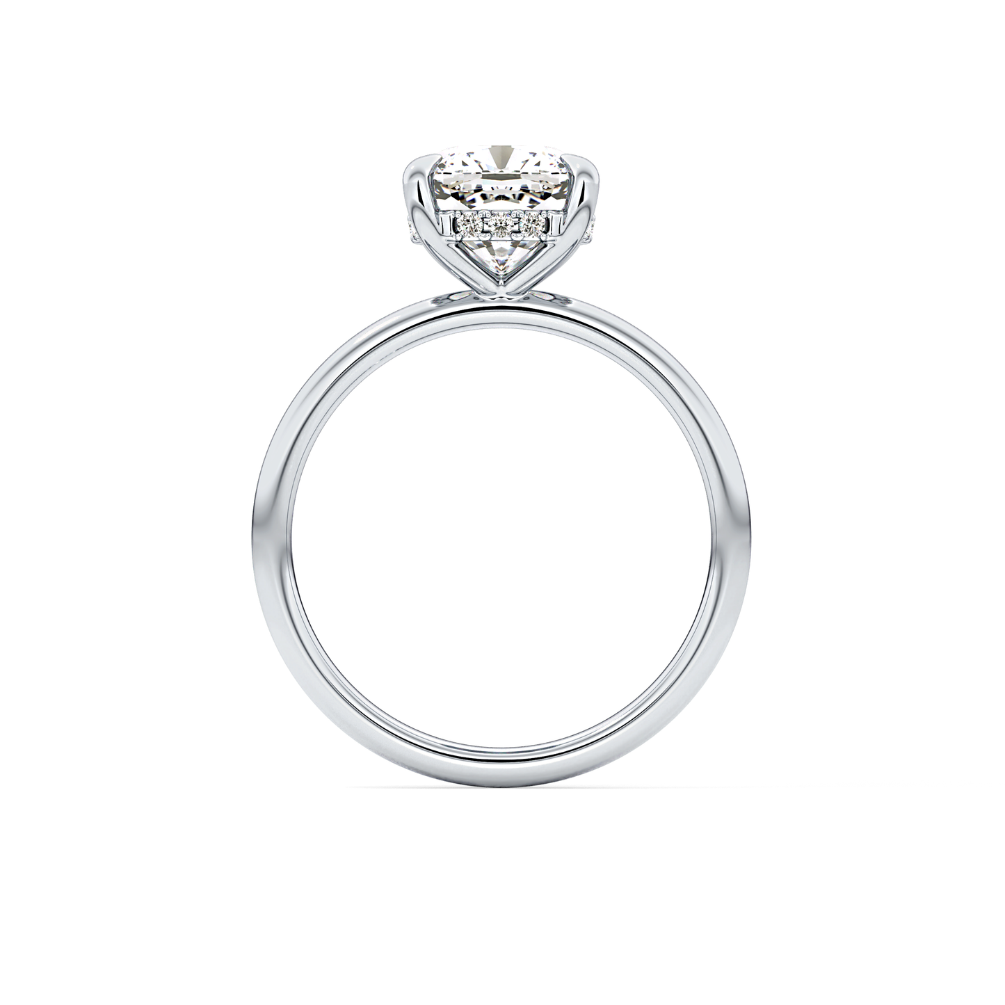 Cushion Hidden Halo Lab Grown Diamond Engagement Ring