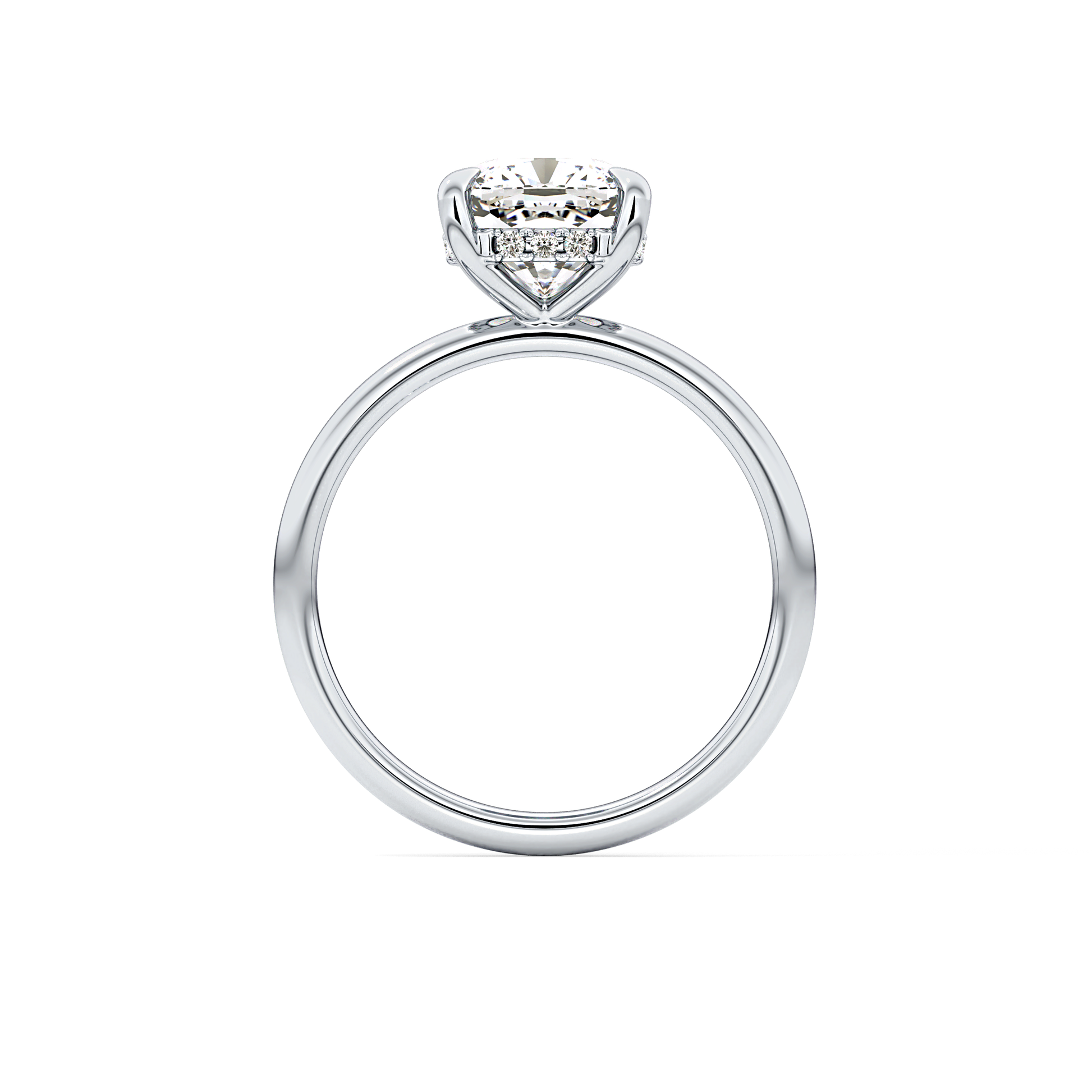 Cushion Hidden Halo Lab Grown Diamond Engagement Ring