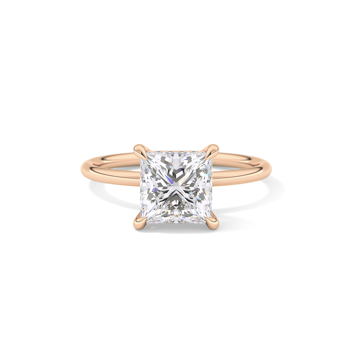 Princess Hidden Halo Lab Grown Diamond Engagement Ring