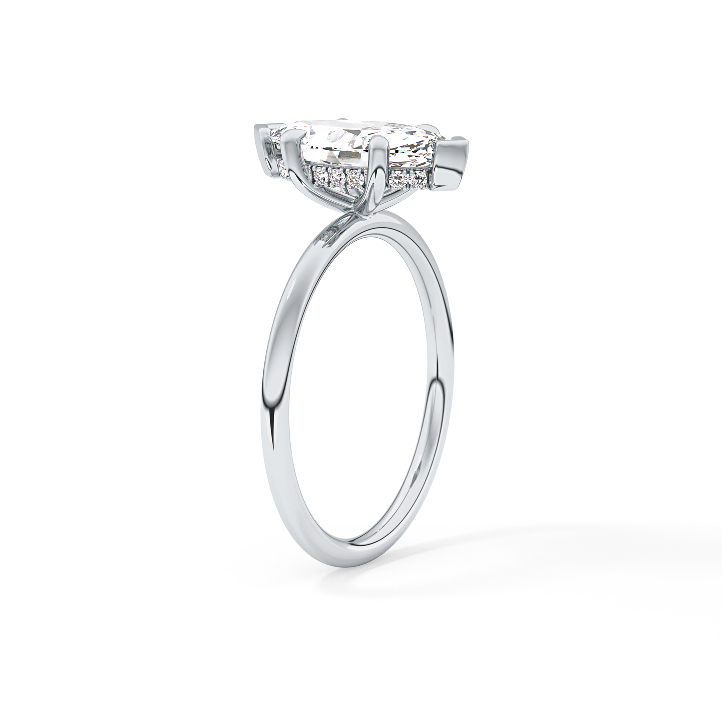 Marquise Hidden Halo Lab Grown Diamond Engagement Ring