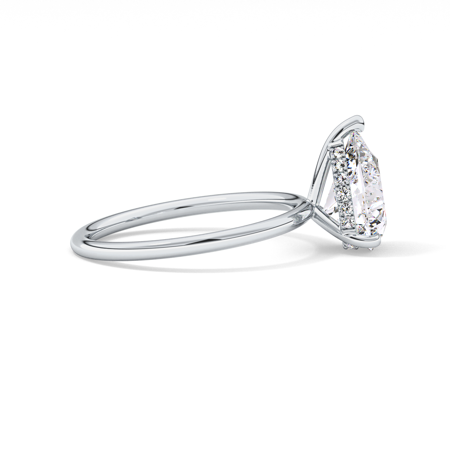Pear Hidden Halo Lab Grown Diamond Engagement Ring
