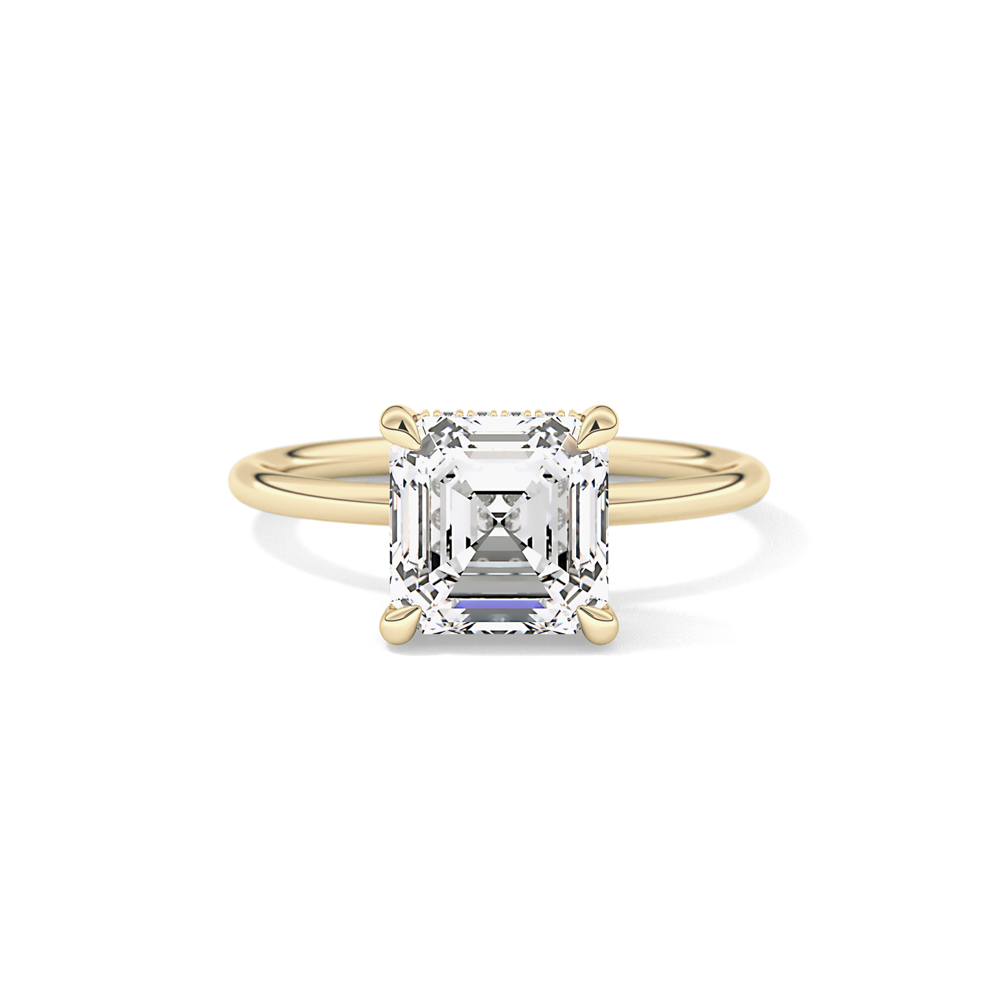 Asscher Hidden Halo Lab Grown Diamond Engagement Ring