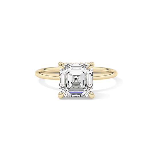 Asscher Hidden Halo Lab Grown Diamond Engagement Ring