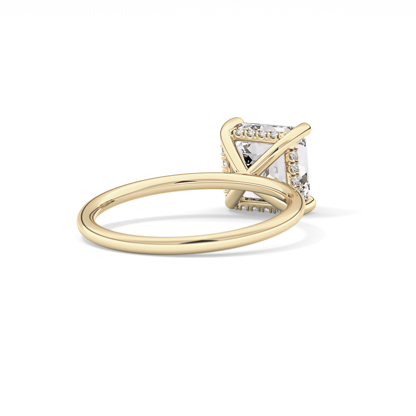 Asscher Hidden Halo Lab Grown Diamond Engagement Ring