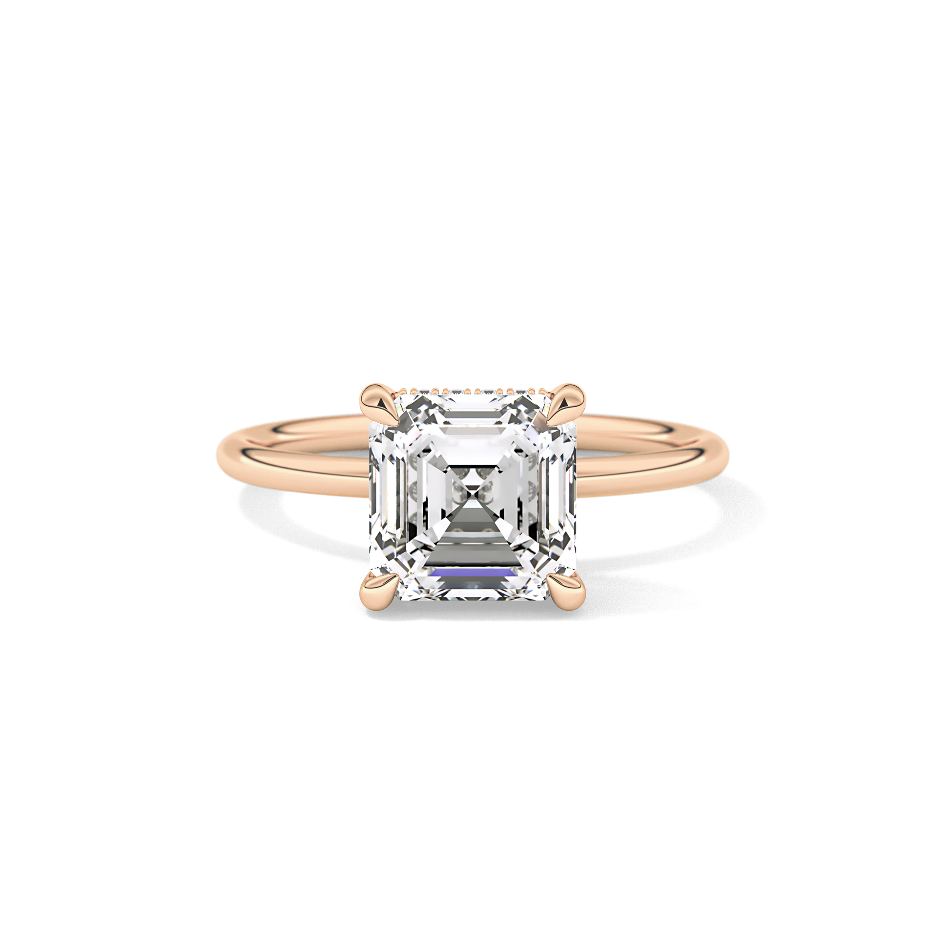 Asscher Hidden Halo Lab Grown Diamond Engagement Ring