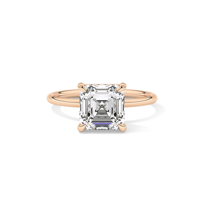 Asscher Hidden Halo Lab Grown Diamond Engagement Ring