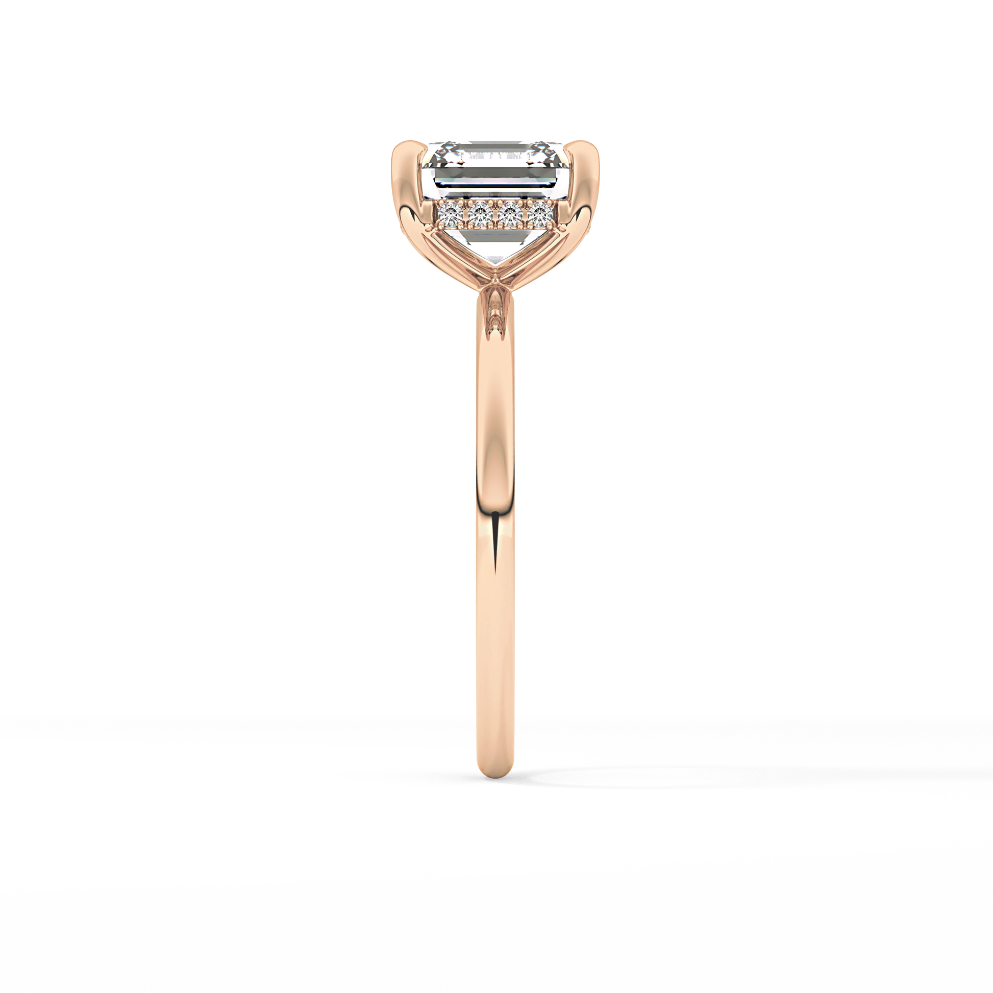 Asscher Hidden Halo Lab Grown Diamond Engagement Ring
