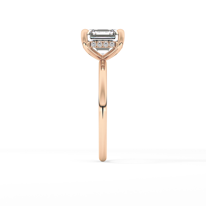 Asscher Hidden Halo Lab Grown Diamond Engagement Ring
