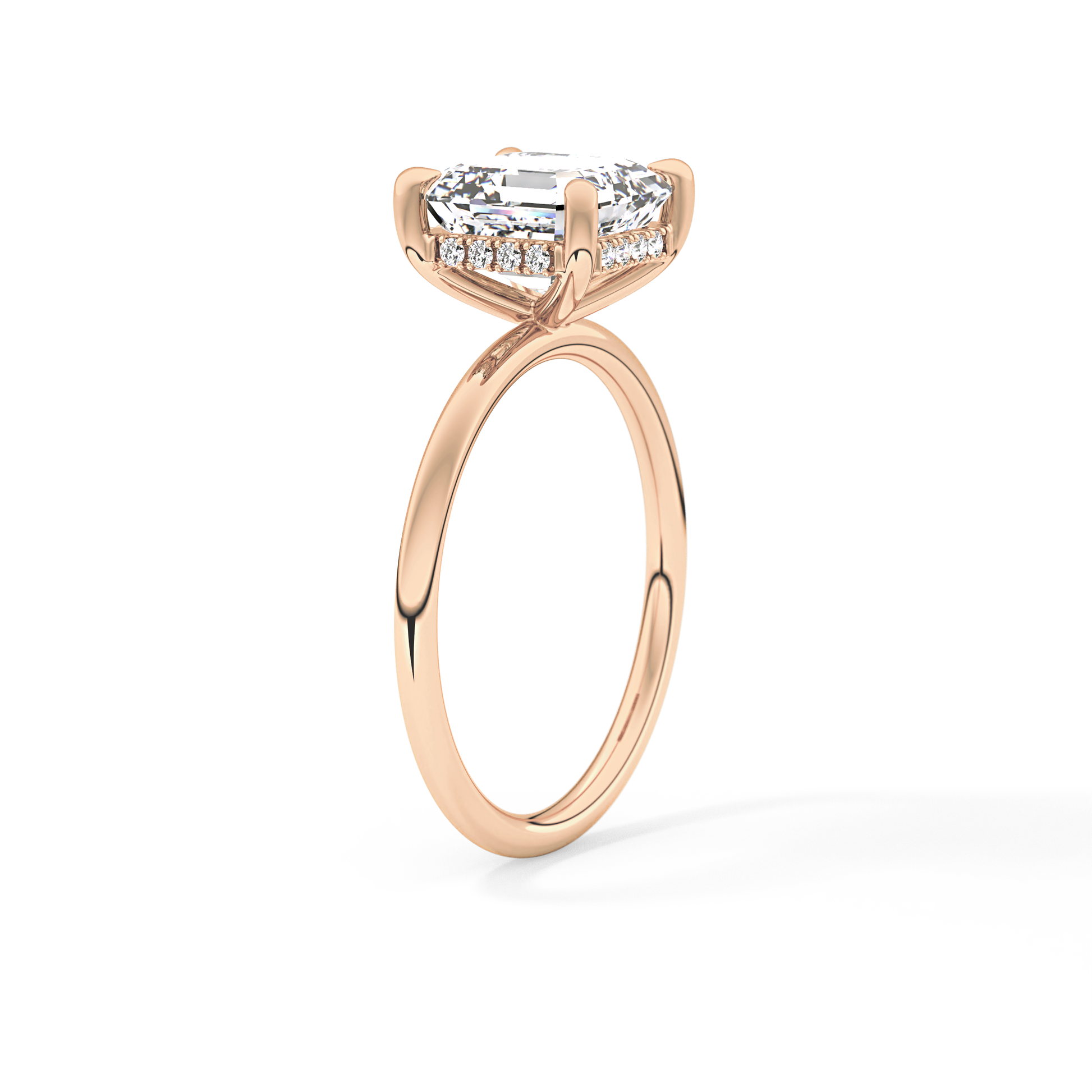 Asscher Hidden Halo Lab Grown Diamond Engagement Ring