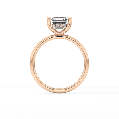Asscher Hidden Halo Lab Grown Diamond Engagement Ring