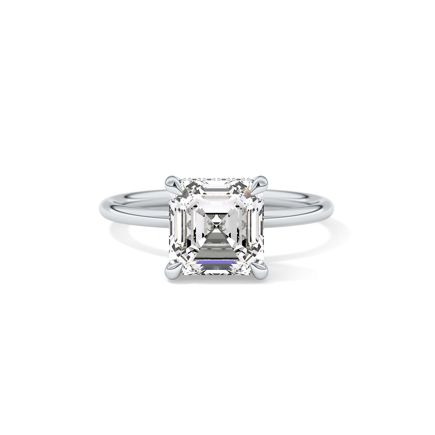 Asscher Hidden Halo Lab Grown Diamond Engagement Ring