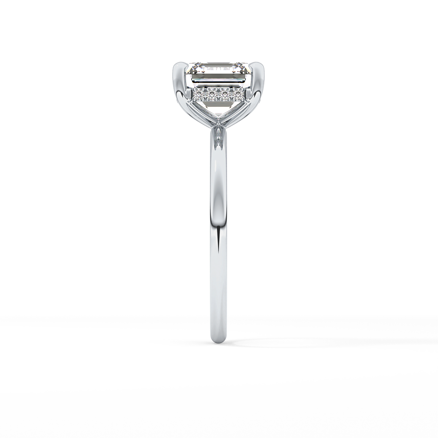 Asscher Hidden Halo Lab Grown Diamond Engagement Ring