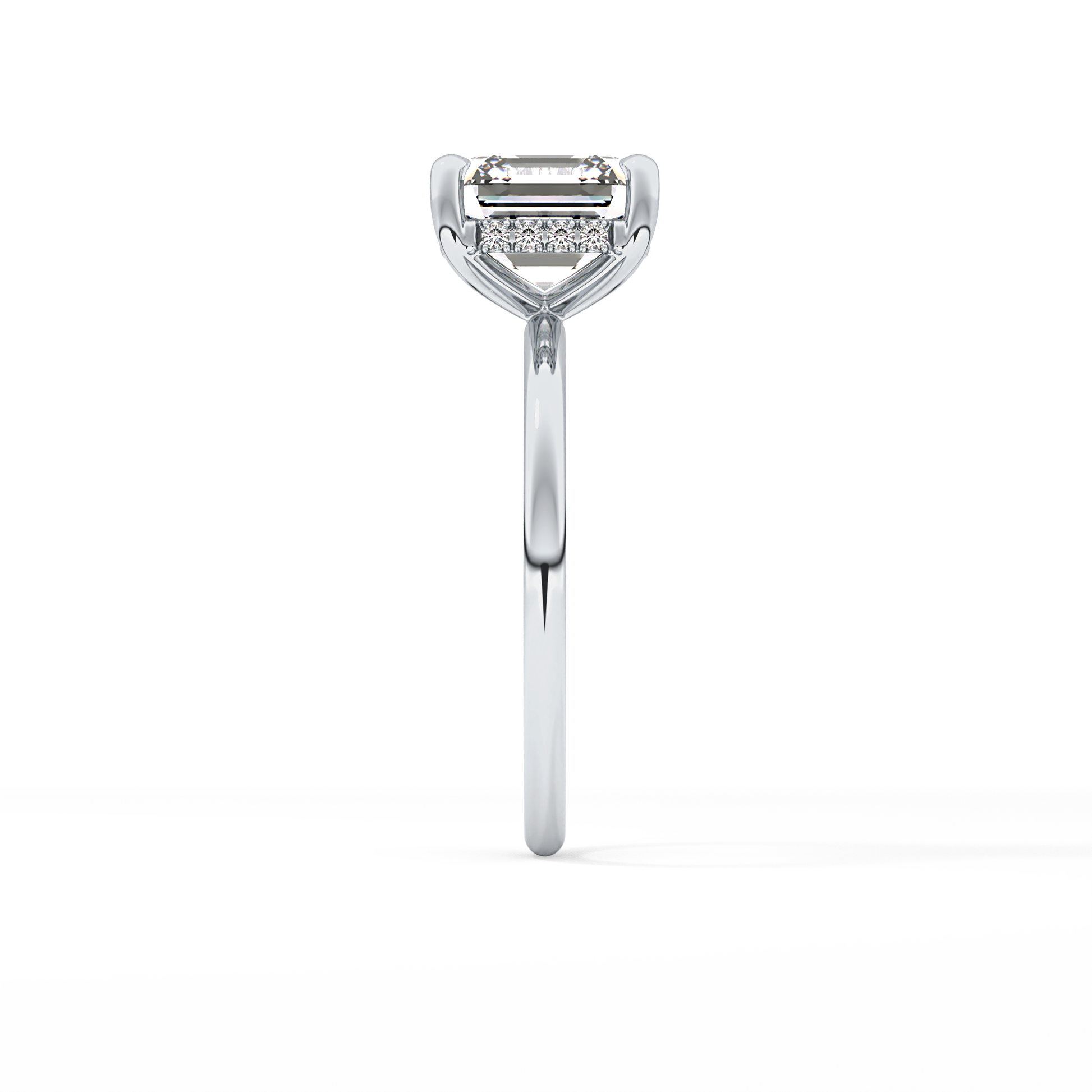 Asscher Hidden Halo Lab Grown Diamond Engagement Ring