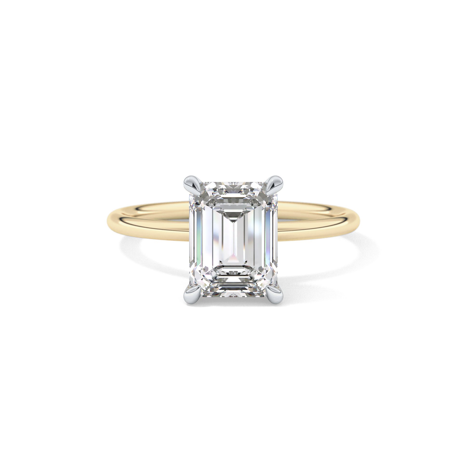 Emerald Solitaire Lab Grown Diamond Engagement Ring