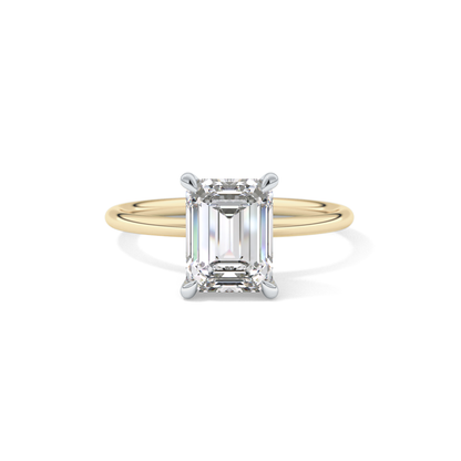 Emerald Solitaire Lab Grown Diamond Engagement Ring