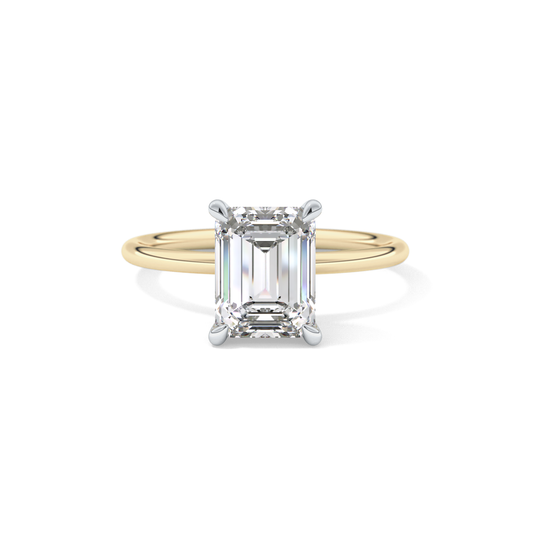 Emerald Solitaire Lab Grown Diamond Engagement Ring