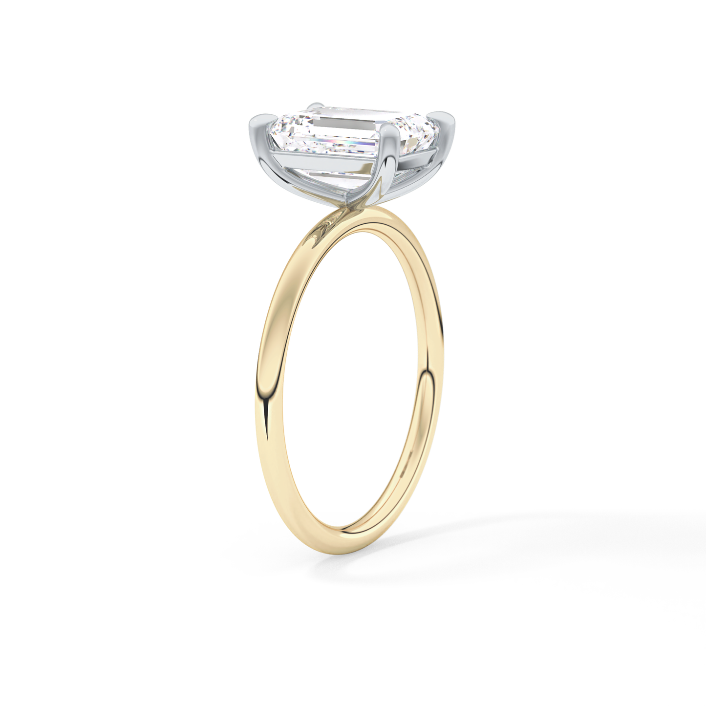 Emerald Solitaire Lab Grown Diamond Engagement Ring