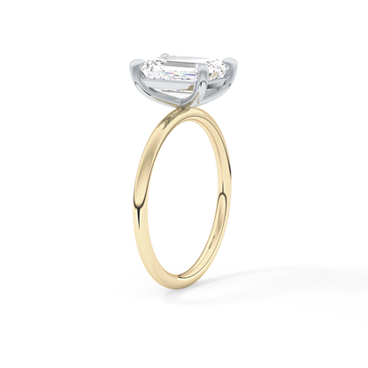 Emerald Solitaire Lab Grown Diamond Engagement Ring